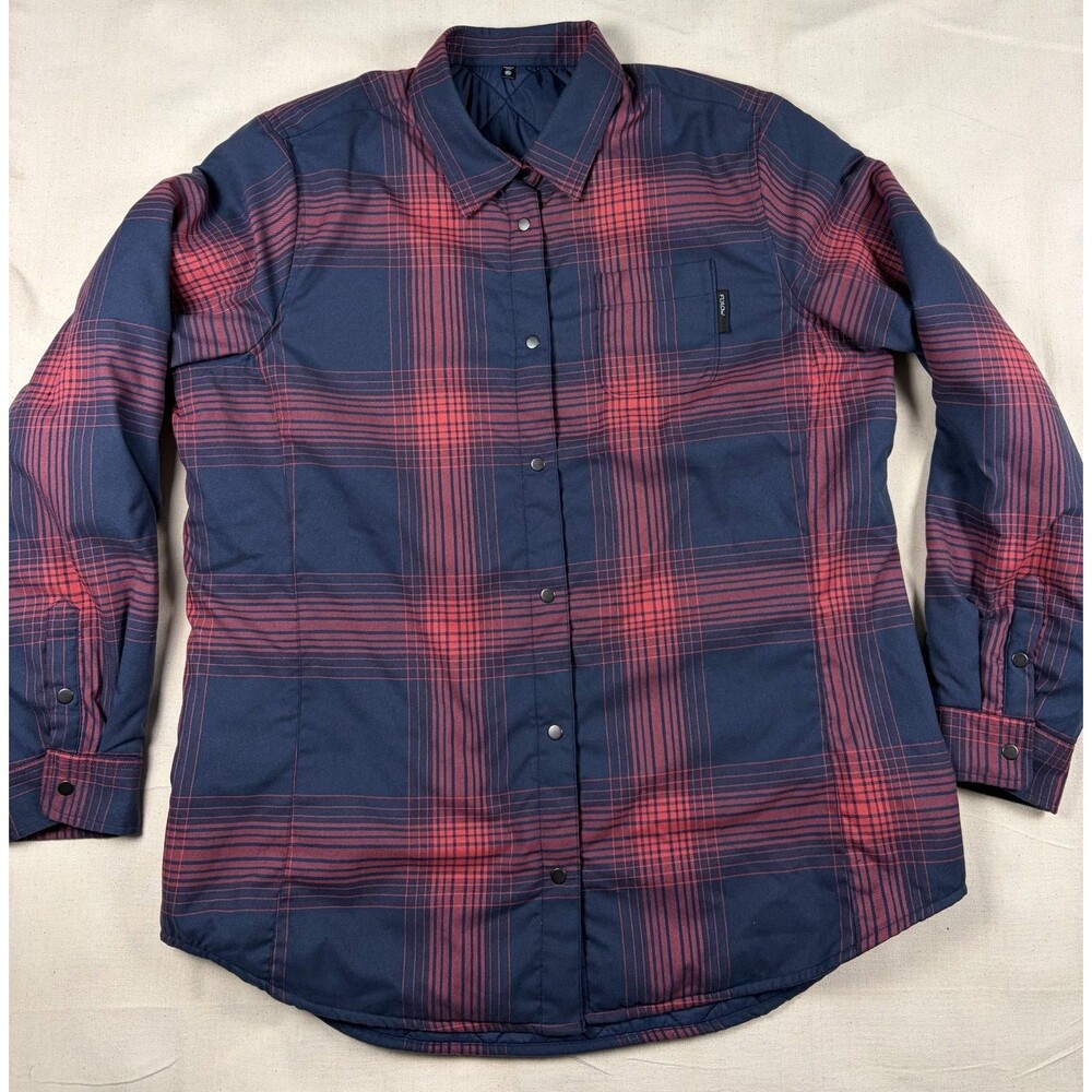 Flylow Gear Mens XL Insulated Plaid Shirt Jacket Quilted Lined Snap Shacket